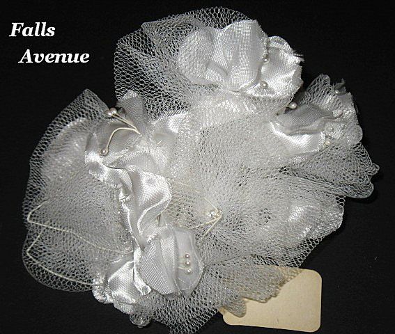 1960s Vintage Bridal White Two Silk & Tulle Floral Hair Accessories New Old Stock 1960s Vintage Bridal White Two Silk & Tulle Floral Hair Accessories New Old Stock