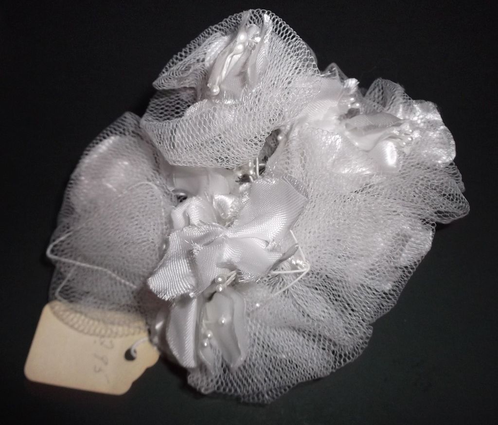 1960s Vintage Bridal White Two Silk & Tulle Floral Hair Accessories New Old Stock 1960s Vintage Bridal White Two Silk & Tulle Floral Hair Accessories New Old Stock