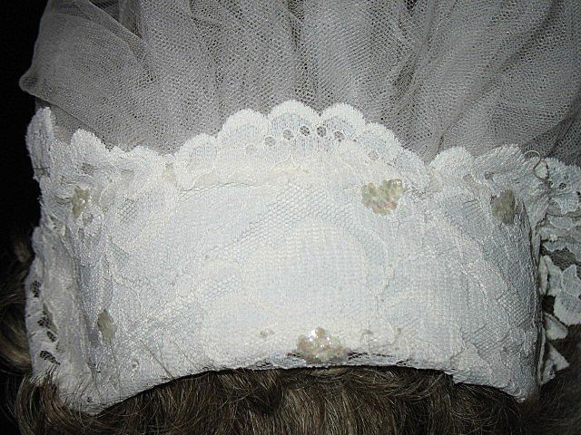 1950s Vintage Bridal Veil & Headpiece Juliet Cap Stunning White Chantilly Lace New Old Stock 1950s Vintage Bridal Veil & Headpiece Juliet Cap Stunning White Chantilly Lace New Old Stock