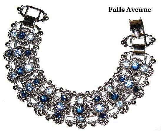 Vintage Costume Jewelry Bracelet Raised Blue Glass Stones Vintage Costume Jewelry Bracelet Raised Blue Glass Stones