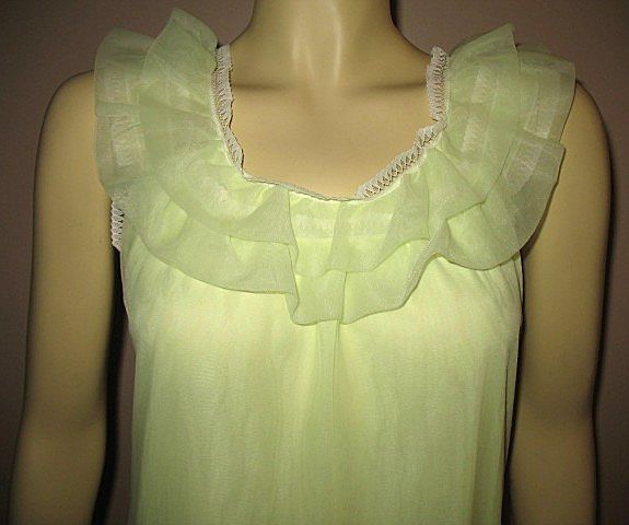 1980s Vintage Nightgown Sheer Lime Georgie Girl Label Size Small 1980s Vintage Nightgown Sheer Lime Georgie Girl Label Size Small