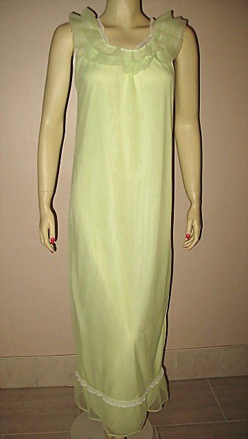 1980s Vintage Nightgown Sheer Lime Georgie Girl Label Size Small 1980s Vintage Nightgown Sheer Lime Georgie Girl Label Size Small