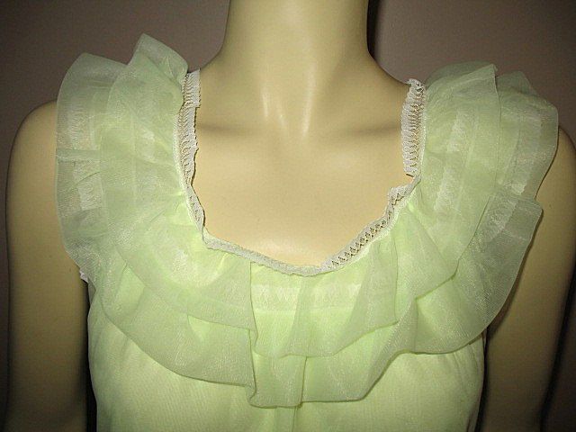 1980s Vintage Nightgown Sheer Lime Georgie Girl Label Size Small 1980s Vintage Nightgown Sheer Lime Georgie Girl Label Size Small