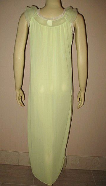 1980s Vintage Nightgown Sheer Lime Georgie Girl Label Size Small 1980s Vintage Nightgown Sheer Lime Georgie Girl Label Size Small