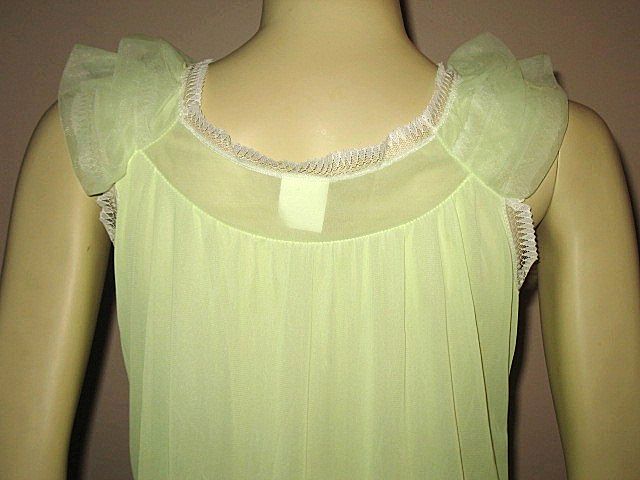 1980s Vintage Nightgown Sheer Lime Georgie Girl Label Size Small 1980s Vintage Nightgown Sheer Lime Georgie Girl Label Size Small