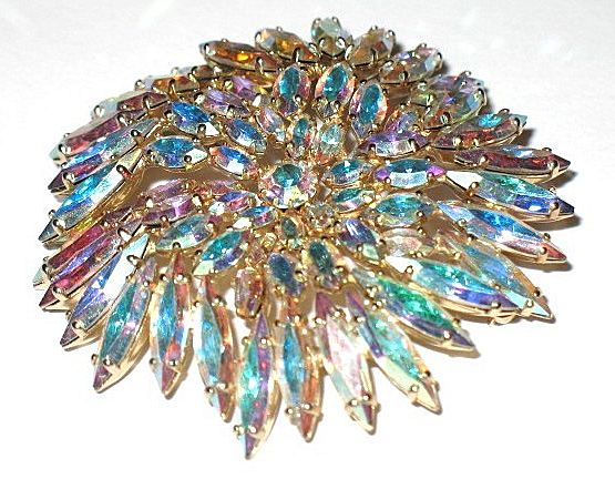Vintage Signed Sherman AB Swarovski Crystal Flower Brooch Vintage Signed Sherman AB Swarovski Crystal Flower Brooch
