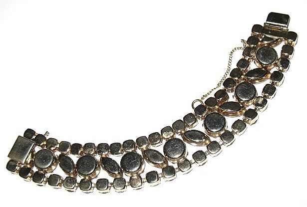 1950s Vintage Bracelet Wide Topaz & AB Glass 1950s Vintage Bracelet Wide Topaz & AB Glass