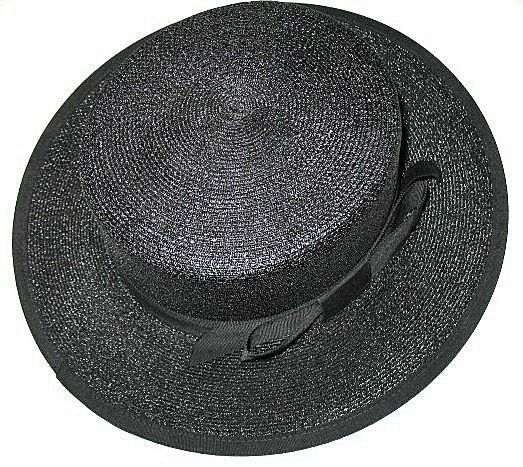 1960s Vintage Christine Original Park Avenue Black Straw Brimmed Hat 1960s Vintage Christine Original Park Avenue Black Straw Brimmed Hat