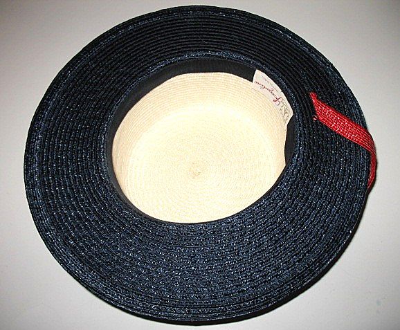 1960s Vintage Straw Hat Jacqueline Original Cream Red & Blue 1960s Vintage Straw Hat Jacqueline Original Cream Red & Blue