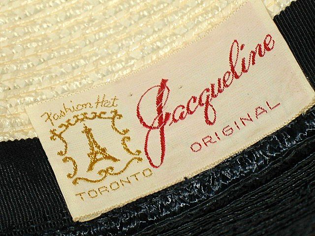 1960s Vintage Straw Hat Jacqueline Original Cream Red & Blue 1960s Vintage Straw Hat Jacqueline Original Cream Red & Blue