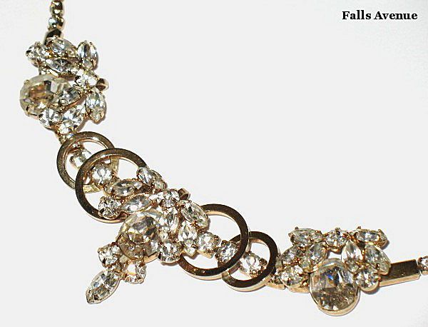 Vintage Jewelry Tiered Rhinestones Princess Length Necklace Vintage Jewelry Tiered Rhinestones Princess Length Necklace