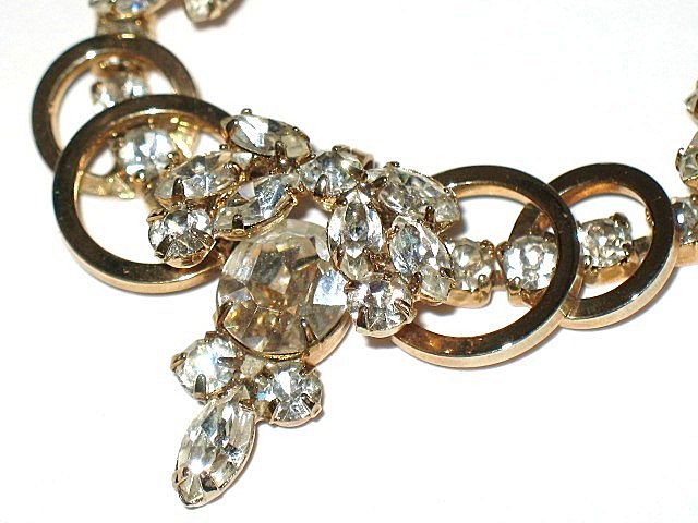 Vintage Jewelry Tiered Rhinestones Princess Length Necklace Vintage Jewelry Tiered Rhinestones Princess Length Necklace