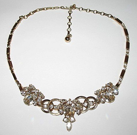 Vintage Jewelry Tiered Rhinestones Princess Length Necklace Vintage Jewelry Tiered Rhinestones Princess Length Necklace