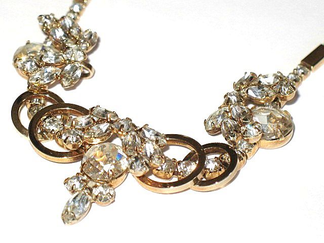 Vintage Jewelry Tiered Rhinestones Princess Length Necklace Vintage Jewelry Tiered Rhinestones Princess Length Necklace