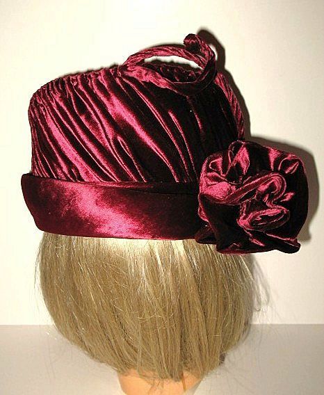 1950s Vintage Whimsical Hat Wine Red Velvet 1950s Vintage Whimsical Hat Wine Red Velvet