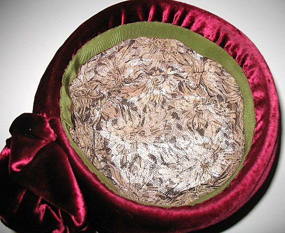 1950s Vintage Whimsical Hat Wine Red Velvet 1950s Vintage Whimsical Hat Wine Red Velvet