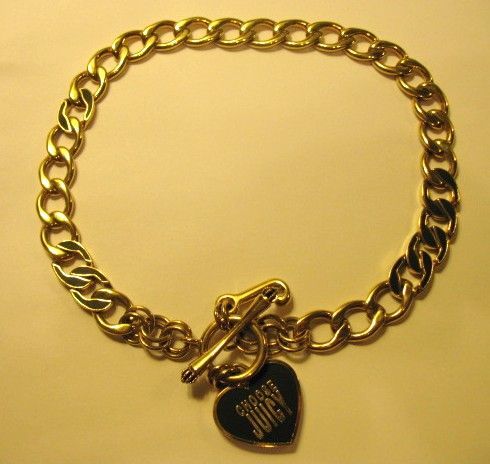 Designer Jewelry Juicy Couture Heart Pendant Necklace Black & Gold Plated in Box Designer Jewelry Juicy Couture Heart Pendant Necklace Black & Gold Plated in Box