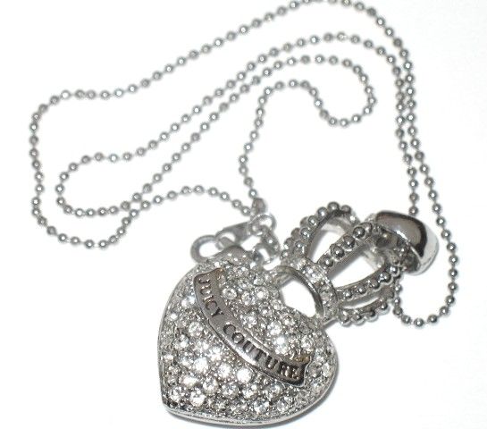 Designer Jewelry Juicy Couture Rhinestone Pave Heart Pendant Necklace Designer Jewelry Juicy Couture Rhinestone Pave Heart Pendant Necklace