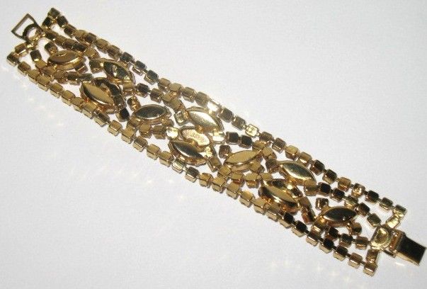 1950s Vintage Jewelry AB Glass Wide Tiered Bracelet 1950s Vintage Jewelry AB Glass Wide Tiered Bracelet
