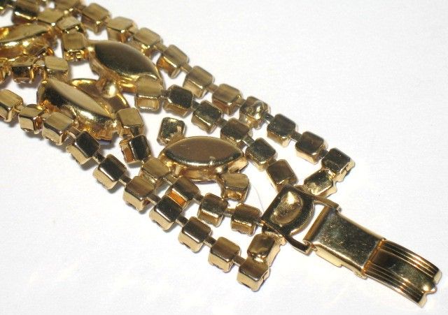 1950s Vintage Jewelry AB Glass Wide Tiered Bracelet 1950s Vintage Jewelry AB Glass Wide Tiered Bracelet