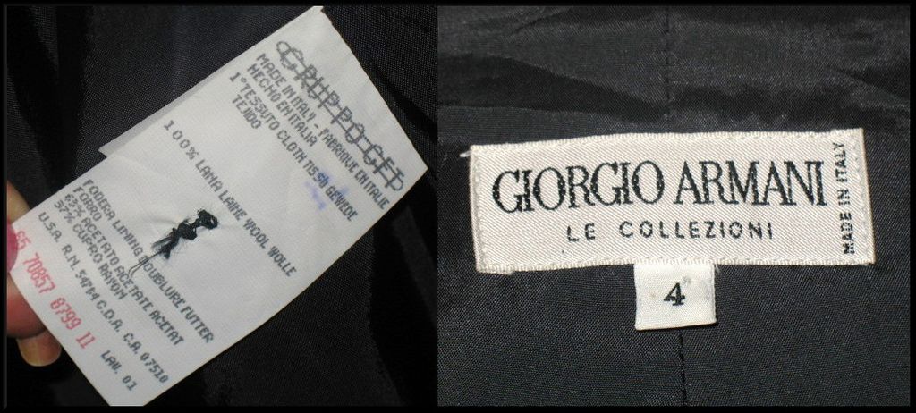 Early 1990s Vintage Woman's Black Wool Coat Giorgio Armani Le Collezioni Size Small/Medium Early 1990s Vintage Woman's Black Wool Coat Giorgio Armani Le Collezioni Size Small/Medium