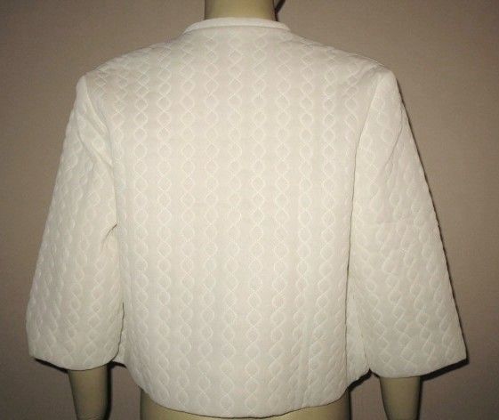 Early 1960s Vintage White Quilted Bed Jacket with Embroidered Blue Trim Sears Label Size Small Early 1960s Vintage White Quilted Bed Jacket with Embroidered Blue Trim Sears Label Size Small