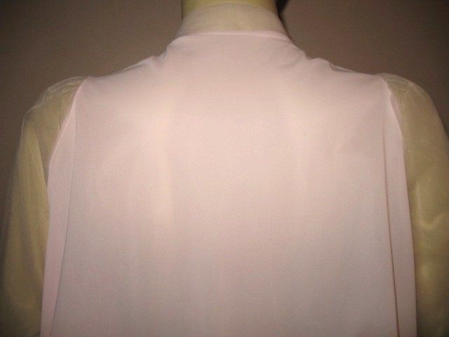 Early 1960s Vintage Pink Chiffon Bed Jacket Harvey Woods Label Size Medium/Large Early 1960s Vintage Pink Chiffon Bed Jacket Harvey Woods Label Size Medium/Large