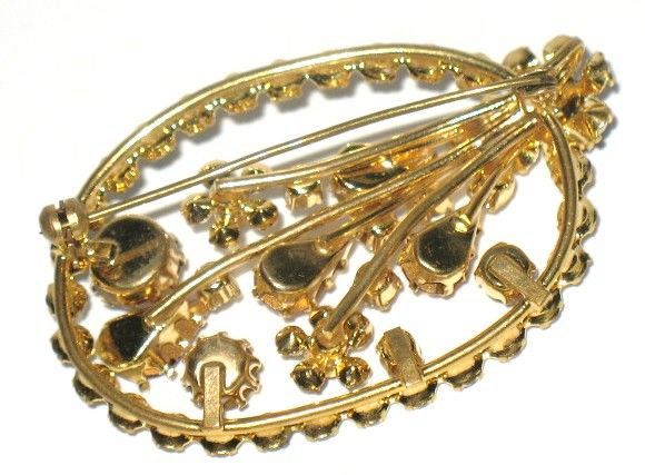 Vintage Costume Jewelry Pin Tiered Red & AB Glass Vintage Costume Jewelry Pin Tiered Red & AB Glass