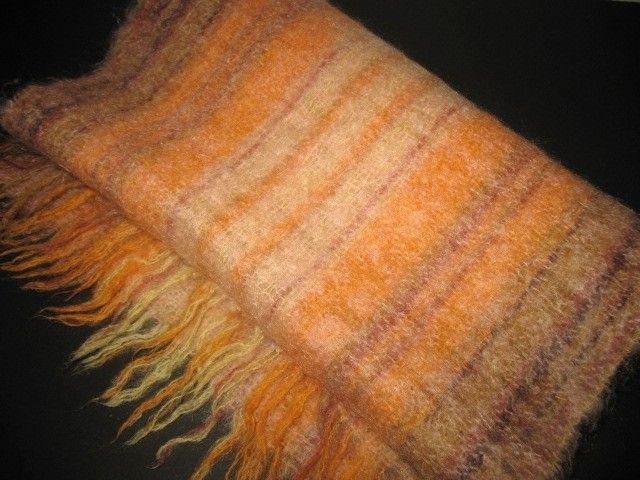 1970s Vintage Glentana Mohair Fringed Scarf Orange & Yellow 1970s Vintage Glentana Mohair Fringed Scarf Orange & Yellow