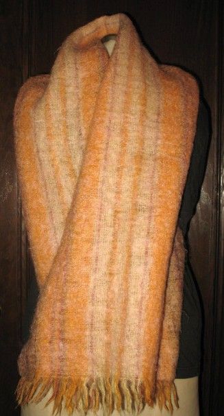 1970s Vintage Glentana Mohair Fringed Scarf Orange & Yellow 1970s Vintage Glentana Mohair Fringed Scarf Orange & Yellow