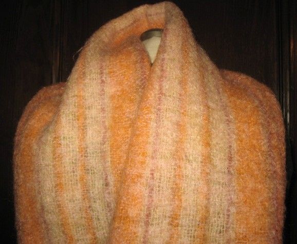 1970s Vintage Glentana Mohair Fringed Scarf Orange & Yellow 1970s Vintage Glentana Mohair Fringed Scarf Orange & Yellow
