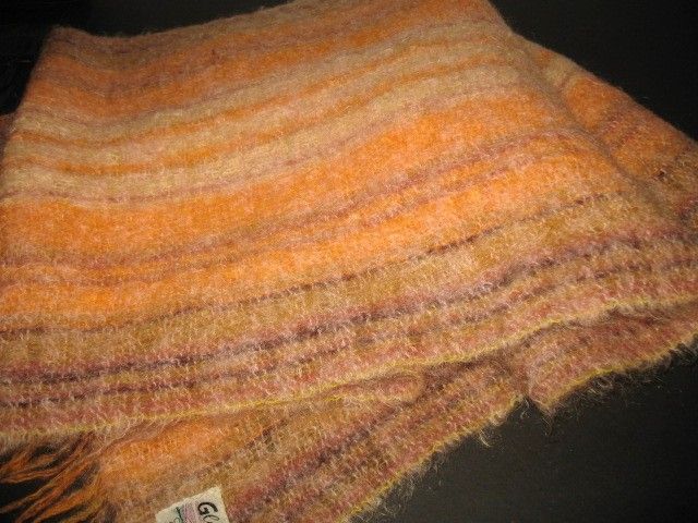 1970s Vintage Glentana Mohair Fringed Scarf Orange & Yellow 1970s Vintage Glentana Mohair Fringed Scarf Orange & Yellow