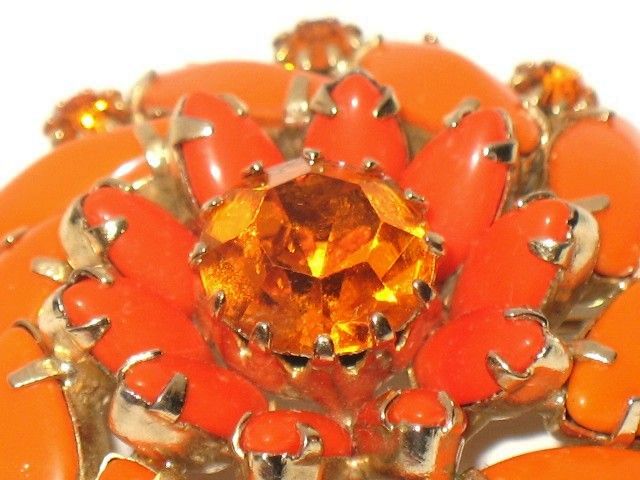 1960s Vintage Orange Glass Pinwheel Brooch 1960s Vintage Orange Glass Pinwheel Brooch