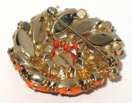 1960s Vintage Orange Glass Pinwheel Brooch 1960s Vintage Orange Glass Pinwheel Brooch
