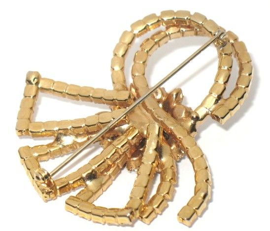 Vintage Costume Jewelry Amber & Opaque Glass Bow Pin Vintage Costume Jewelry Amber & Opaque Glass Bow Pin