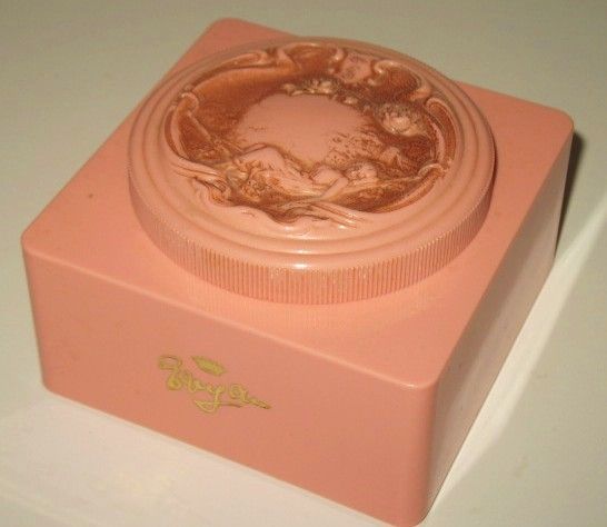 Vintage Plastic Coral Pink Powder Box Lovely Image Vintage Plastic Coral Pink Powder Box Lovely Image