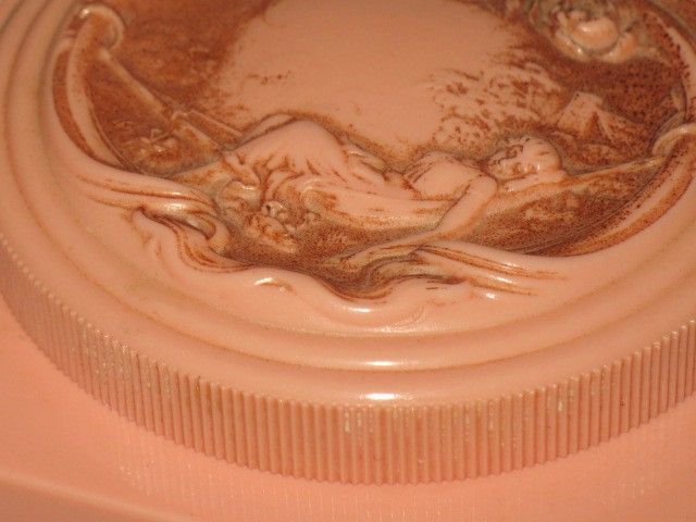 Vintage Plastic Coral Pink Powder Box Lovely Image Vintage Plastic Coral Pink Powder Box Lovely Image