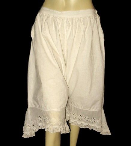 Victorian White Cotton Bloomers or Pantaloons with Crochet Lace Trim Size Medium Victorian White Cotton Bloomers or Pantaloons with Crochet Lace Trim Size Medium