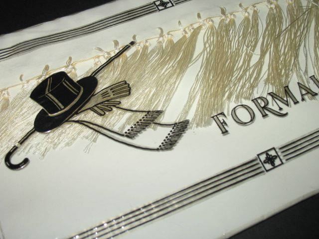 1940s/50s Vintage Men's White Opera Scarf Fringed in Original Packaging 1940s/50s Vintage Men's White Opera Scarf Fringed in Original Packaging