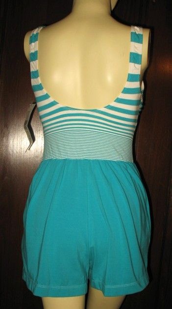 1980s Vintage Gabar Jade Green Jogger Swimsuit or Romper New Old Stock Size Medium 1980s Vintage Gabar Jade Green Jogger Swimsuit or Romper New Old Stock Size Medium