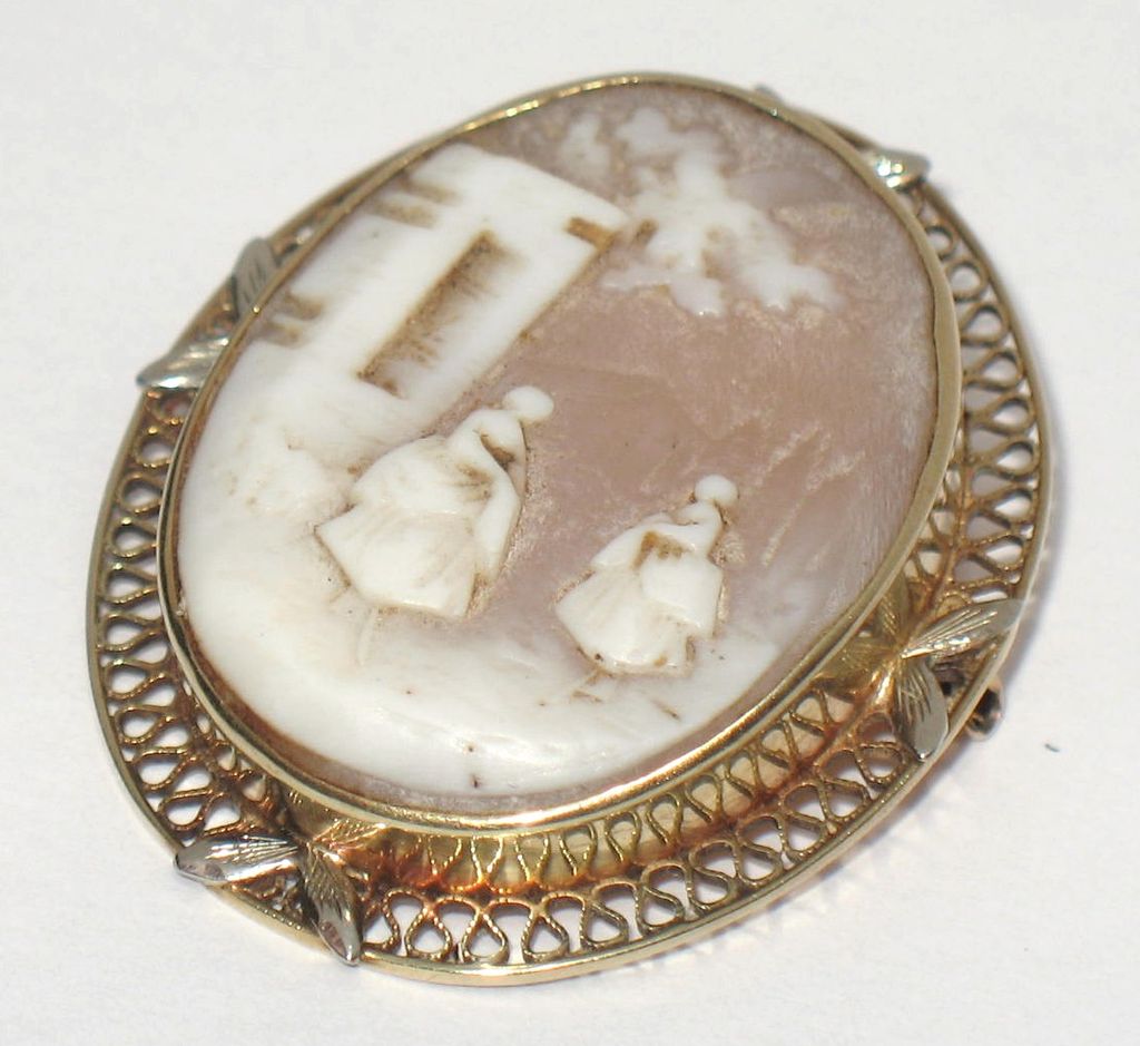 Estate Jewelry 14K Gold Carved Shell Cameo Pin Estate Jewelry 14K Gold Carved Shell Cameo Pin