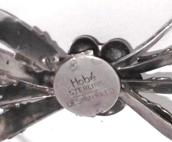 1940s Vintage Signed Hobé Sterling Rose Pin 1940s Vintage Signed Hobé Sterling Rose Pin