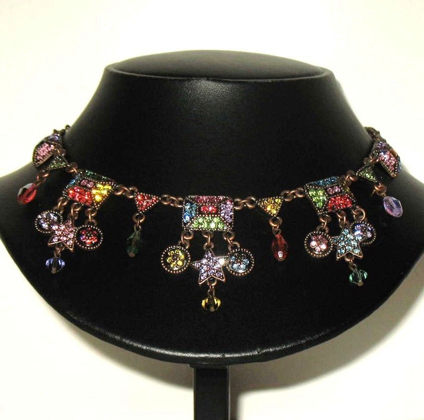 Vintage Signed Kirks Folly Rainbow Colored Festoon Necklace Vintage Signed Kirks Folly Rainbow Colored Festoon Necklace