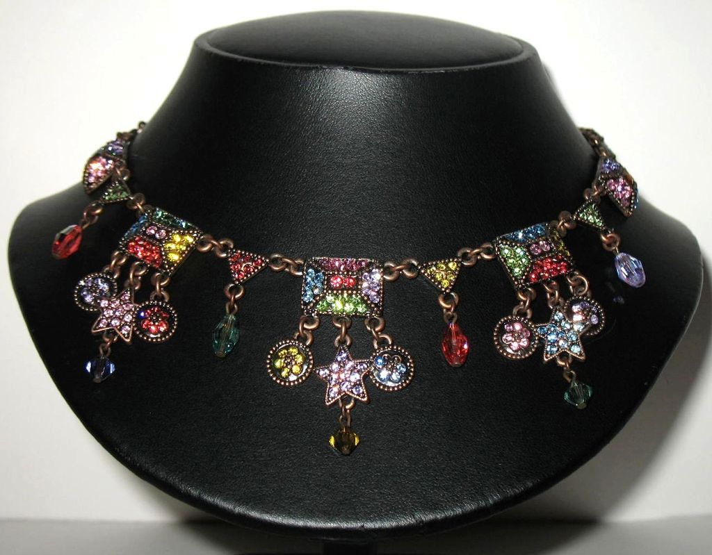 Vintage Signed Kirks Folly Rainbow Colored Festoon Necklace Vintage Signed Kirks Folly Rainbow Colored Festoon Necklace