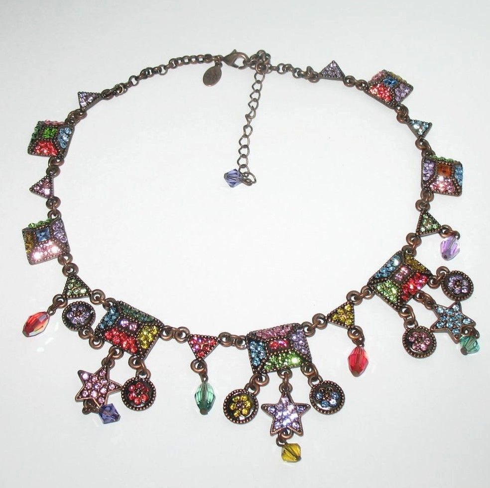Vintage Signed Kirks Folly Rainbow Colored Festoon Necklace Vintage Signed Kirks Folly Rainbow Colored Festoon Necklace