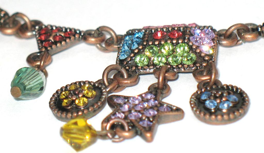Vintage Signed Kirks Folly Rainbow Colored Festoon Necklace Vintage Signed Kirks Folly Rainbow Colored Festoon Necklace