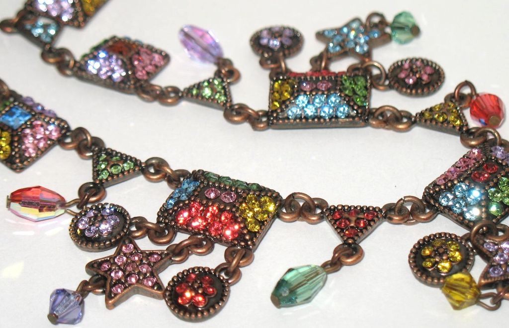 Vintage Signed Kirks Folly Rainbow Colored Festoon Necklace Vintage Signed Kirks Folly Rainbow Colored Festoon Necklace