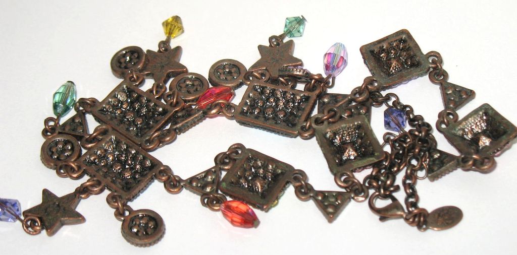 Vintage Signed Kirks Folly Rainbow Colored Festoon Necklace Vintage Signed Kirks Folly Rainbow Colored Festoon Necklace