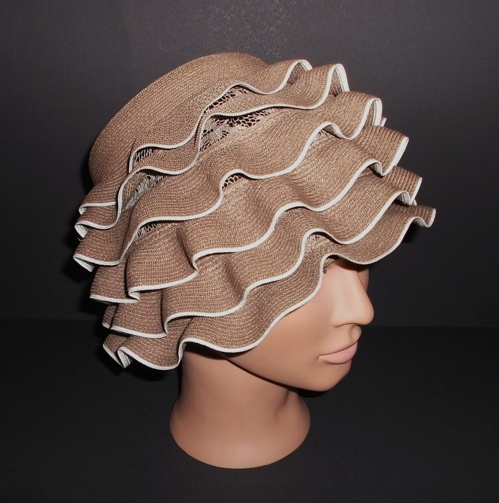 1960s Vintage Duby NY Brown Straw Layered Hat 1960s Vintage Duby NY Brown Straw Layered Hat
