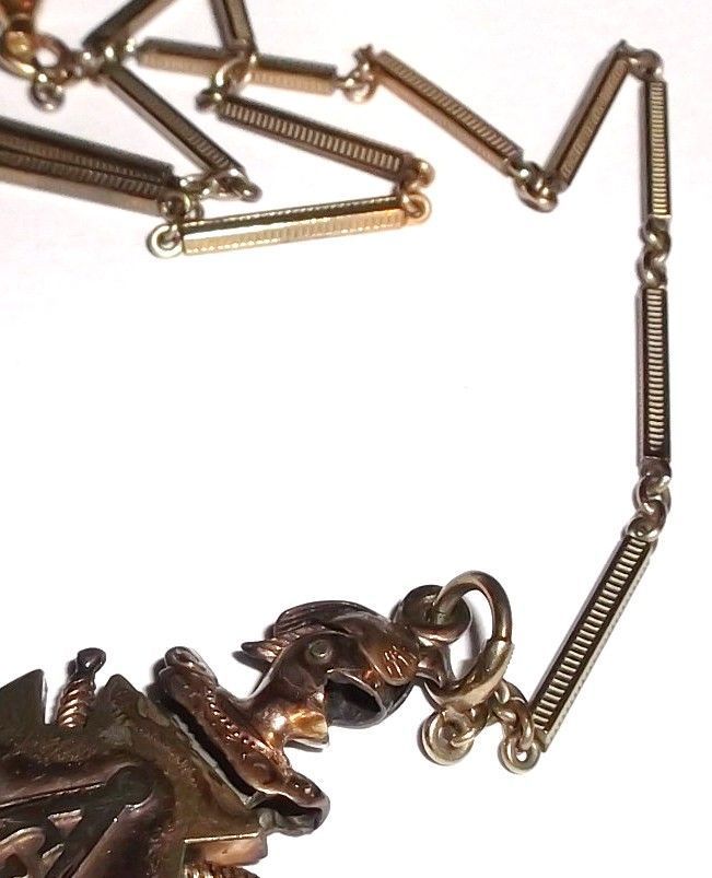 Vintage Masonic Pendant on 10K Gold Fob Chain Vintage Masonic Pendant on 10K Gold Fob Chain
